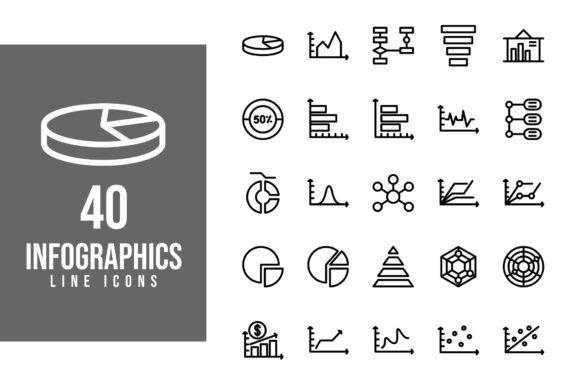 Infographics 40 Line Icons: Elevating Data Visualization with Clean Design